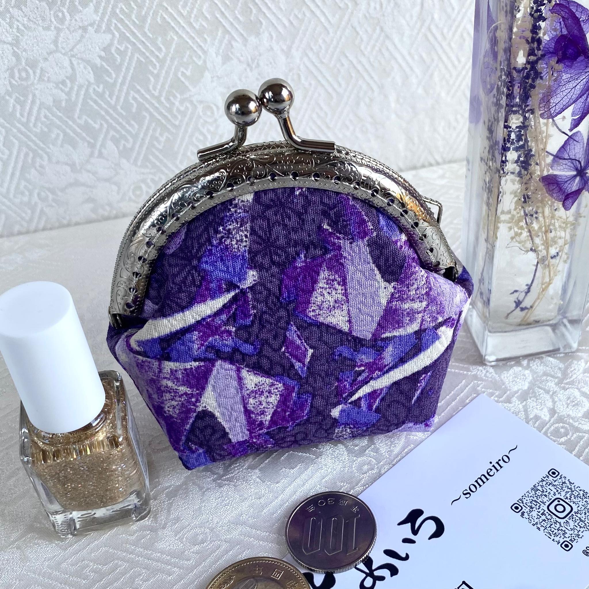 『宝石』シリーズ 【 正絹 手染め がま口財布 】《アメジスト》 手のひらサイズのオシャレな小銭入れ | 5枚目